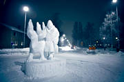 buildings, Jokkmokk, Lapland, night picture image, reindeer, saami person, samhllen, snow sculpture, vintermarknad, viunterbild