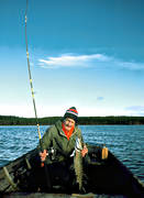 angling, fishing, pike, reel, reel fishing, spin fishing, spinning, wodden rowing-boat