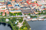 aerial photo, aerial photo, aerial photos, aerial photos, Badhusparken, boat harbour, boat harbour, centre, city, drone aerial, drnarfoto, festival, Jamtland, Krogstrket, Ostersund, park, port, small-boat harbour, Storsjoyran, Storsj, stder, Yran