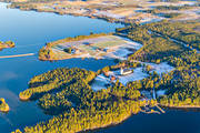 aerial photo, aerial photo, aerial photos, aerial photos, autumn, buildings, church, churches, drone aerial, drnarfoto, Great Lake, Jamtland, landscapes, Sunne