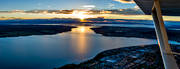 aerial photo, aerial photo, aerial photos, aerial photos, autumn, drone aerial, drnarfoto, evening, evening light, Froson, Great Lake, Jamtland, landscapes, Ostersund, panorama, stder, sunset, Vallsund Bridge, Vallsundet