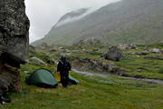 alpine hiking, Death Valley, national park, Padjelanta, rain, rainy, rainy weather, summer, tent, tent camp, wet, wet, ventyr