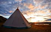 buildings, Dundret, Gallivare, Lapland, midnattssol, sommarbild, sunset, Vassaratrsket, view