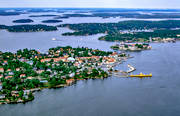 aerial photo, aerial photo, aerial photos, aerial photos, archipelago, archipelago, car ferry, drone aerial, drnarfoto, fngelse, Lngholmen, port, samhllen, small-boat harbour, Stockholm, summer, uppland, Vaxholm