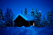 cabins, cottage, Jamtland, moon, moonlight, Vgabckstugan, winter