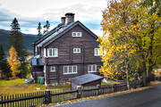 autumn, buildings, cabins, farms, house, Jamtland, lkarvillan, timber hut, timbered, villa jamtbol