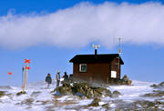 alpine hiking, buildings, Jamtland, mountain, Spåjme, track, windshield, winter