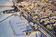 aerial photo, aerial photo, aerial photos, aerial photos, Badhusparken, drone aerial, drnarfoto, harbour, Jamtland, Ostersund, skridskobana, stder, tail-wind, winter, winter town