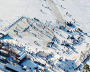 aerial photo, aerial photo, aerial photos, aerial photos, Badhusparken, drone aerial, drnarfoto, harbour, Jamtland, Ostersund, skridskobana, stder, tail-wind, winter, winter town